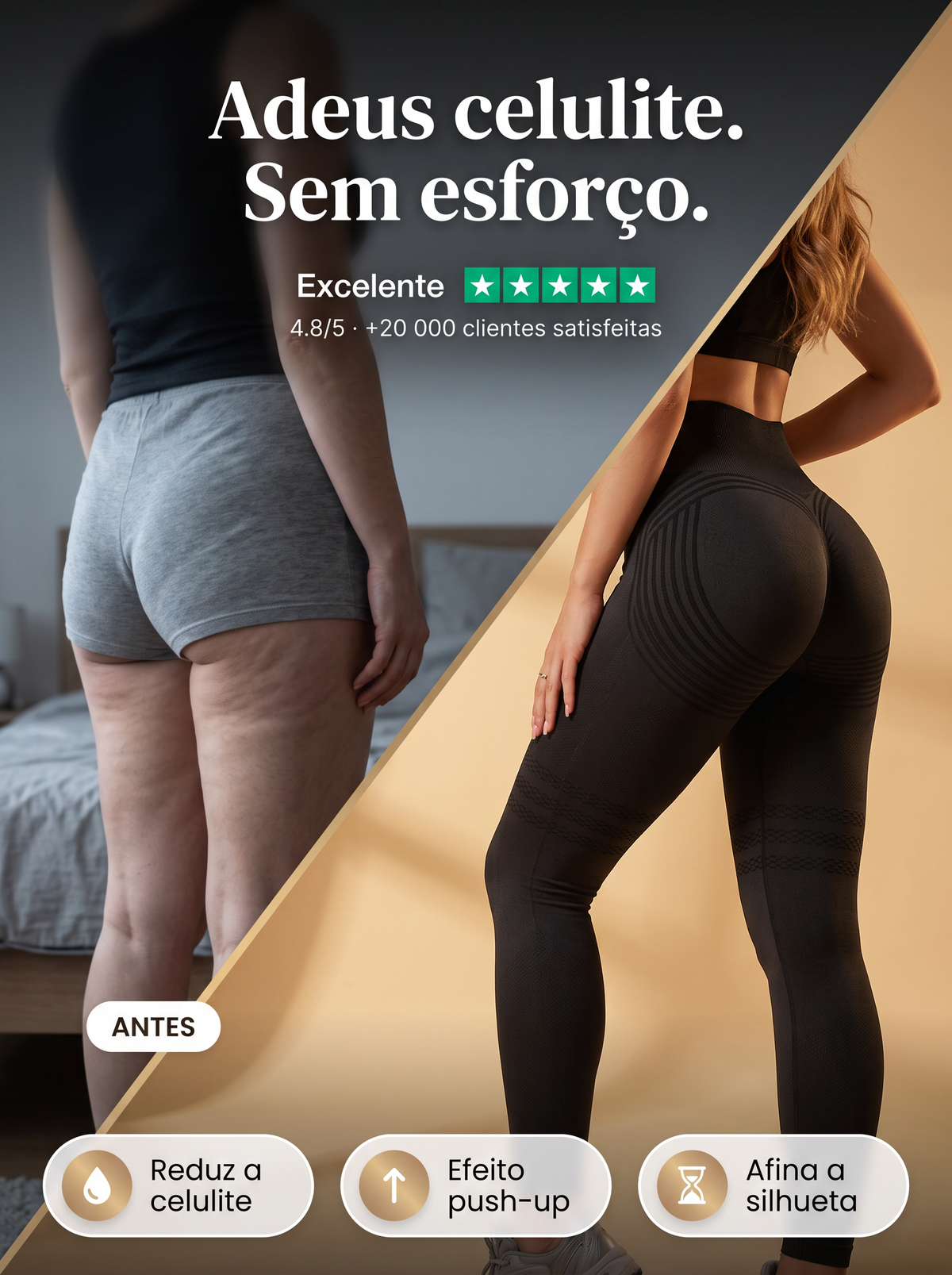 Antes e depois - Leggings 3D Firmella