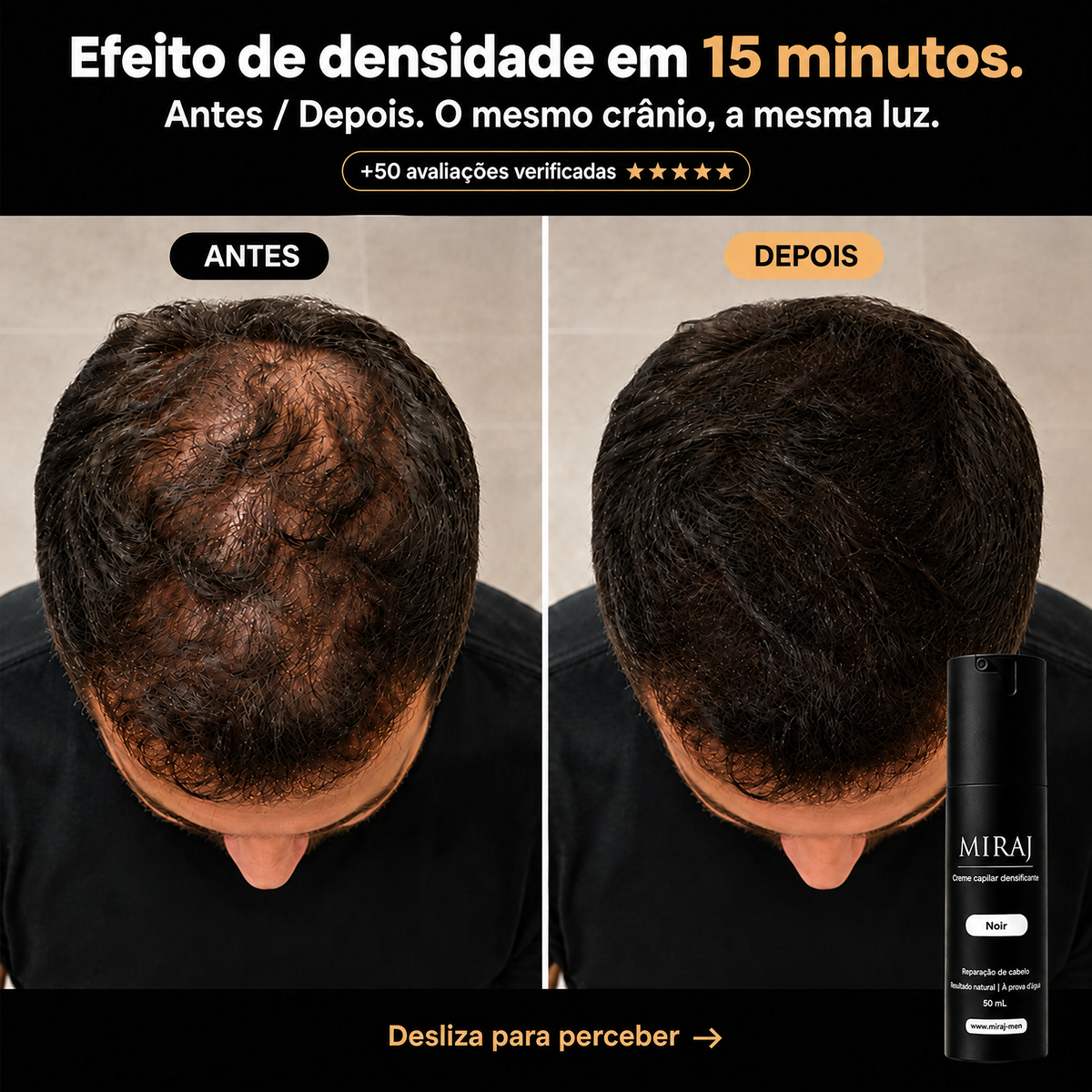 Efeito de densidade em 15 minutos – antes e depois